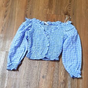 Zara Light Blue Gingham Top‎ used good condition.